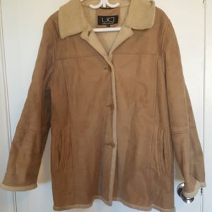 A classic tan faux sheep skin winter jacket
